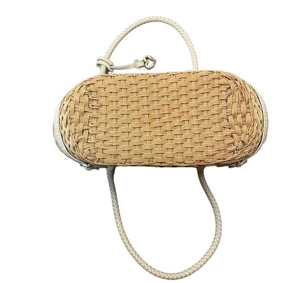 Brighton Womens Debbie Straw Rattan Basket Weave Handbag Bag Purse Natural White - Picture 8 of 8